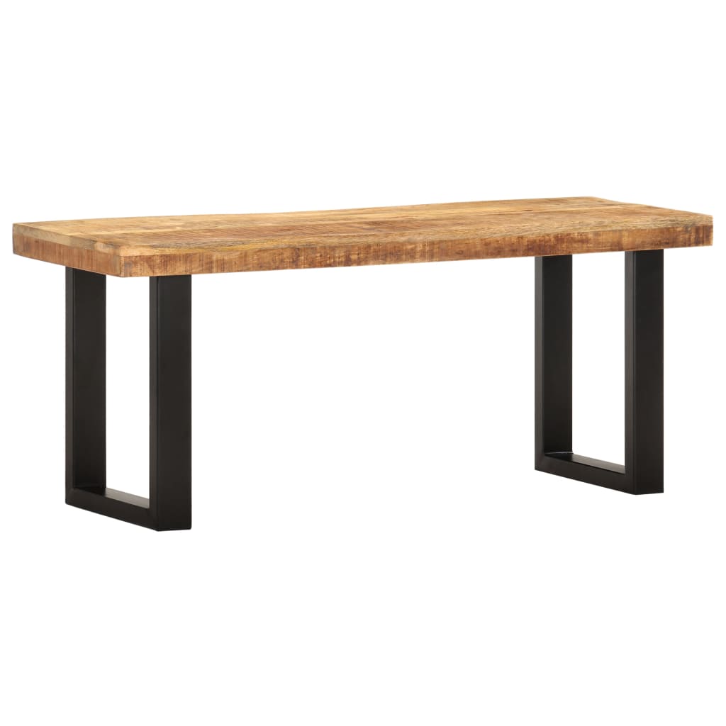 Sitzbank mit Naturkanten 110 cm Akazie Massivholz und Stahl