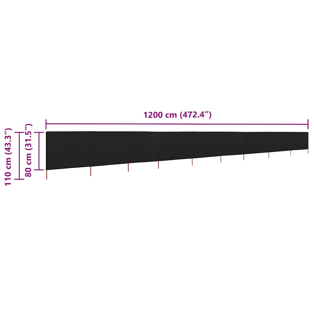3-teiliges Windschutzgewebe 400 x 120 cm Weiß