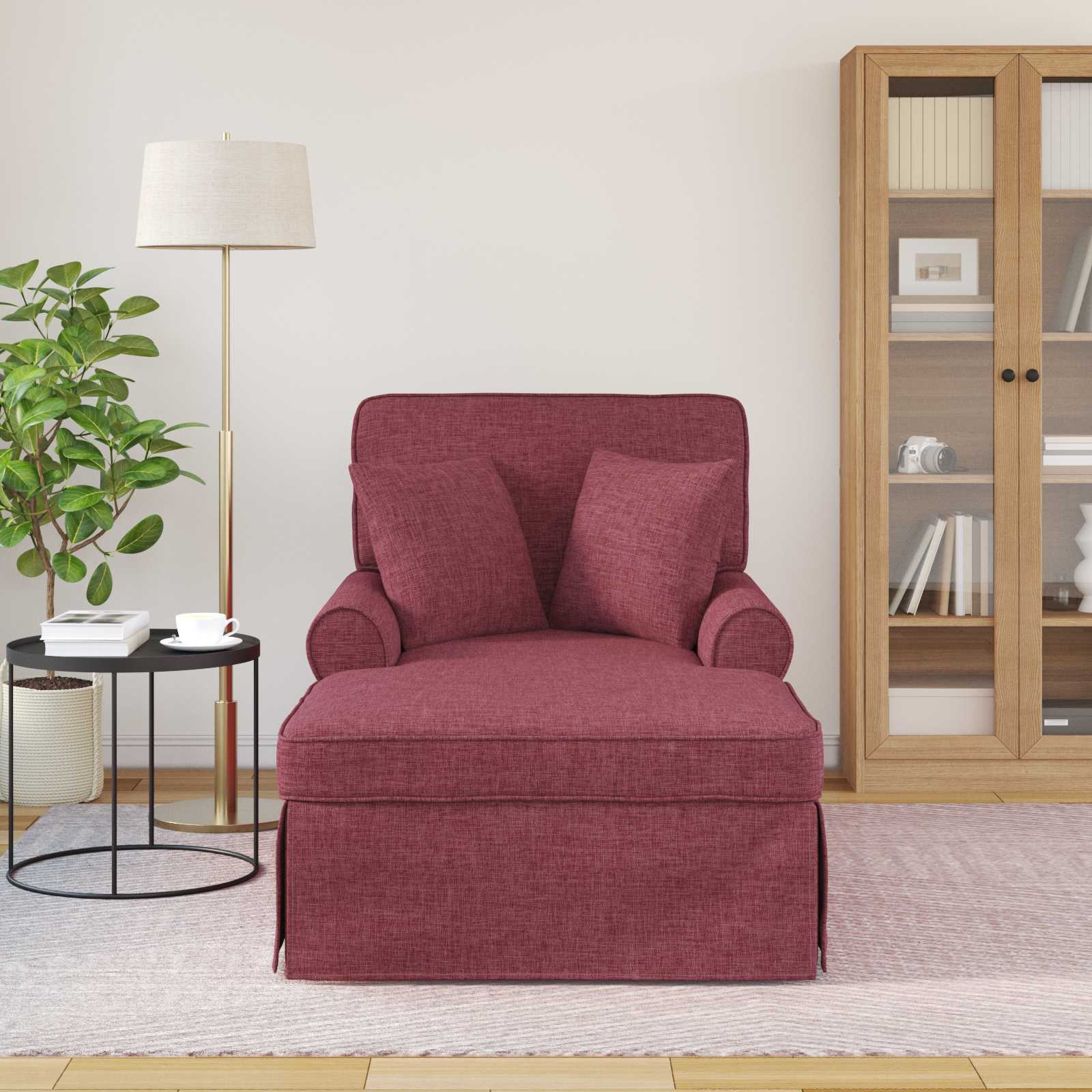 Chaise Lounge mit Rock mit Kissen 3 pcs Hellgrau Stoff