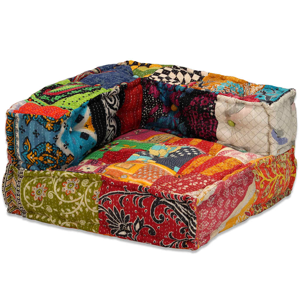 2-Sitzer Modularer Pouf Patchwork Stoff