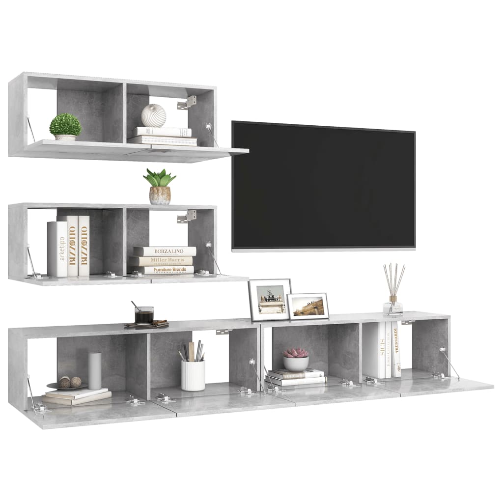 4-tlg. TV-Schrank-Set Weiß Holzwerkstoff