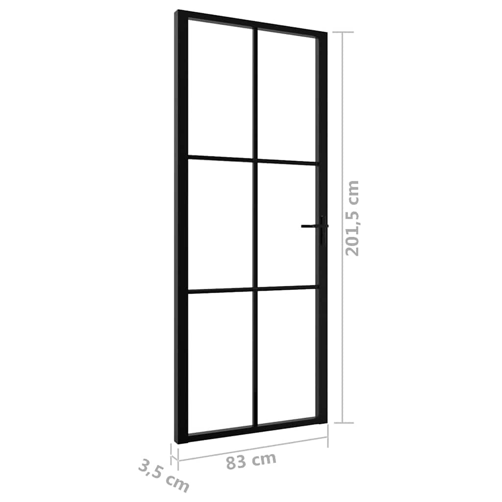 Innentür ESG Glas und Aluminium 76x201,5 cm Schwarz
