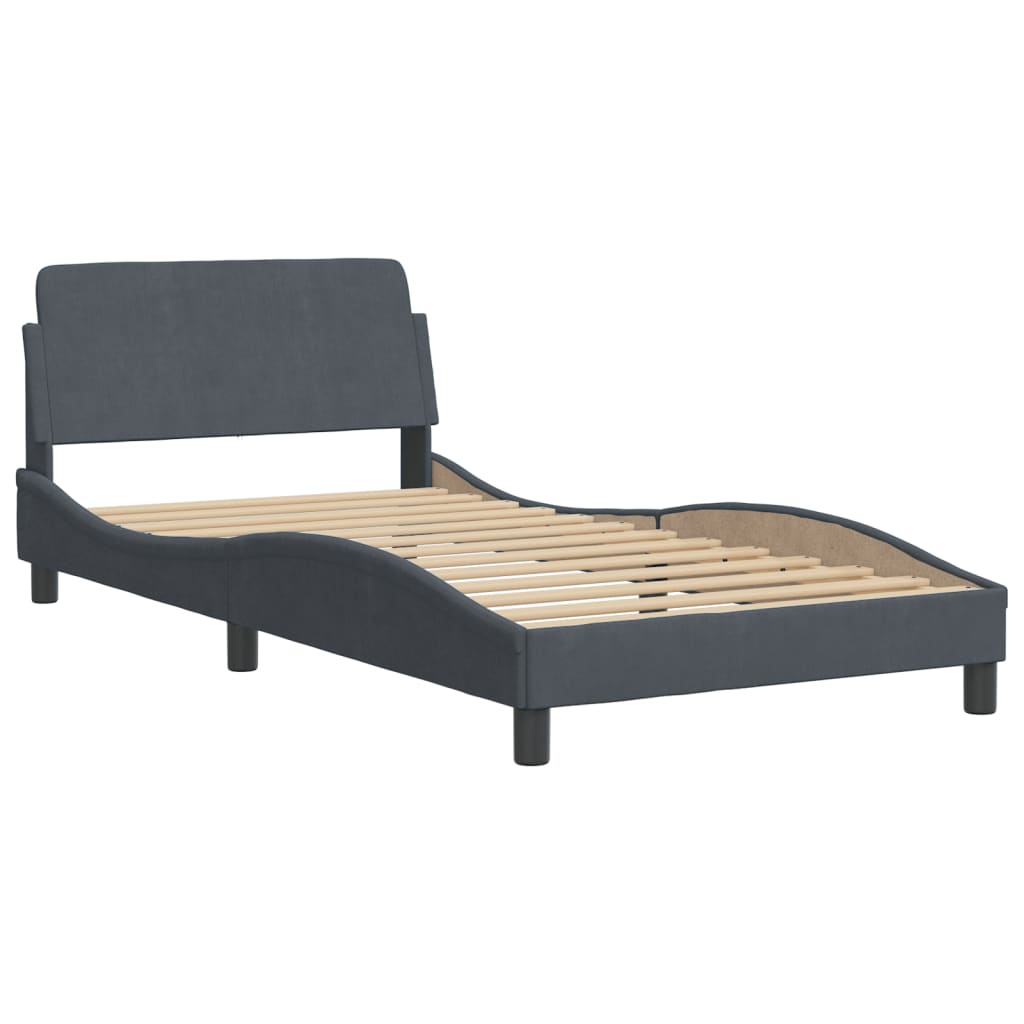 Bett mit Matratze "Hanko" Hellgrau 80x200 cm Samt