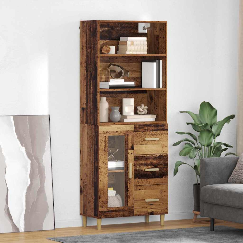 Highboard Altholz 69,5 x 32,5 x 180 cm Holzwerkstoff