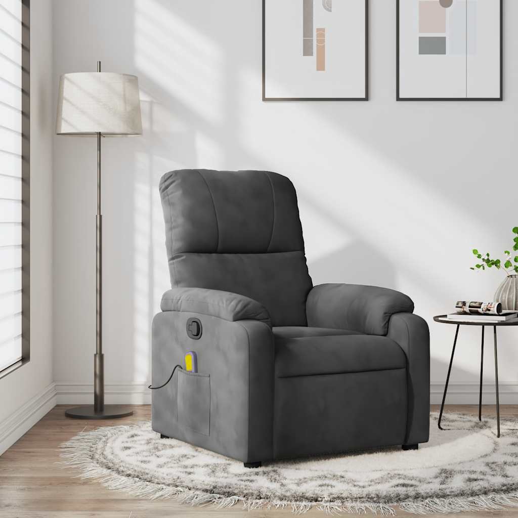 Massagesessel mit Liegefunktion, braun, Mikrofaserstoff
