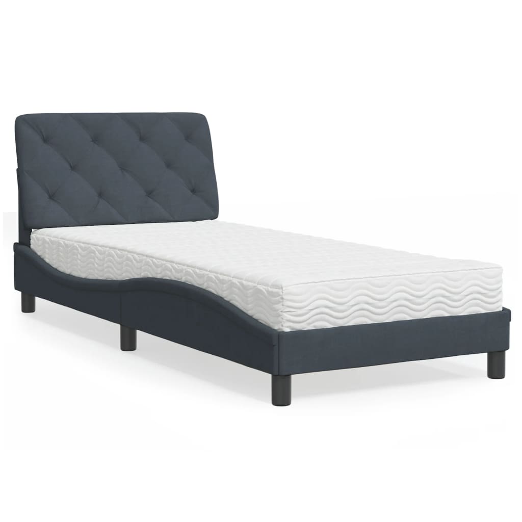 Bett mit Matratze Hellgrau 80x200 cm Samt