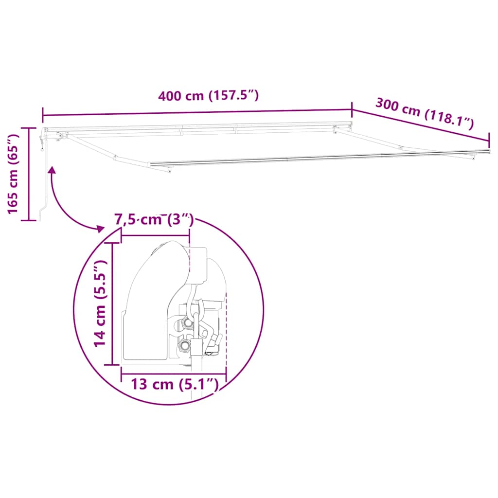 Markise Automatisch Einziehbar 350x250 cm Creme