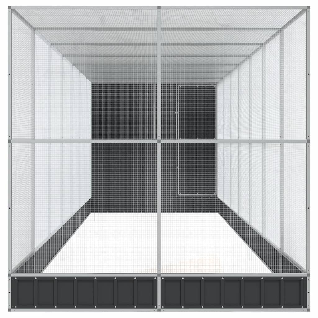 Voliere mit Erweiterung Silber 416 x 203 x 216 cm Stahl