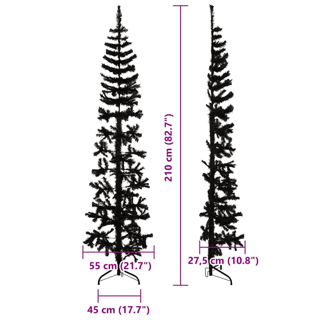 Künstlicher Halb-Weihnachtsbaum mit Ständer Schlank Weiß 180 cm