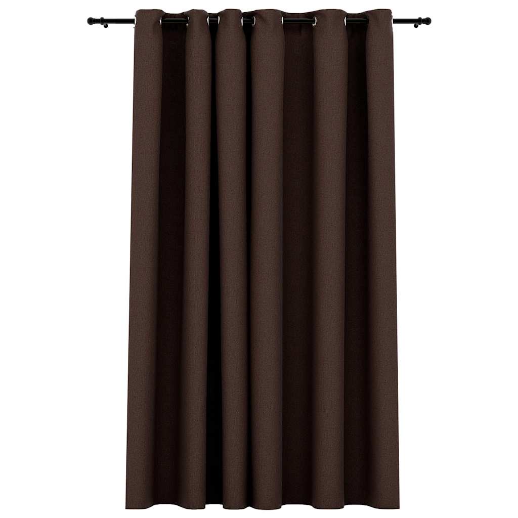 Verdunkelungsvorhang mit Ösen Leinenoptik Schwarz 290x245 cm