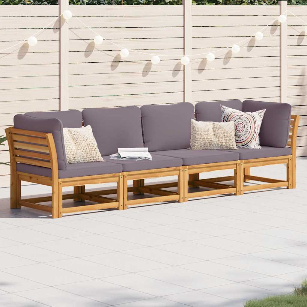 4-tlg. Garten-Lounge-Set mit Kissen Massivholz Akazie