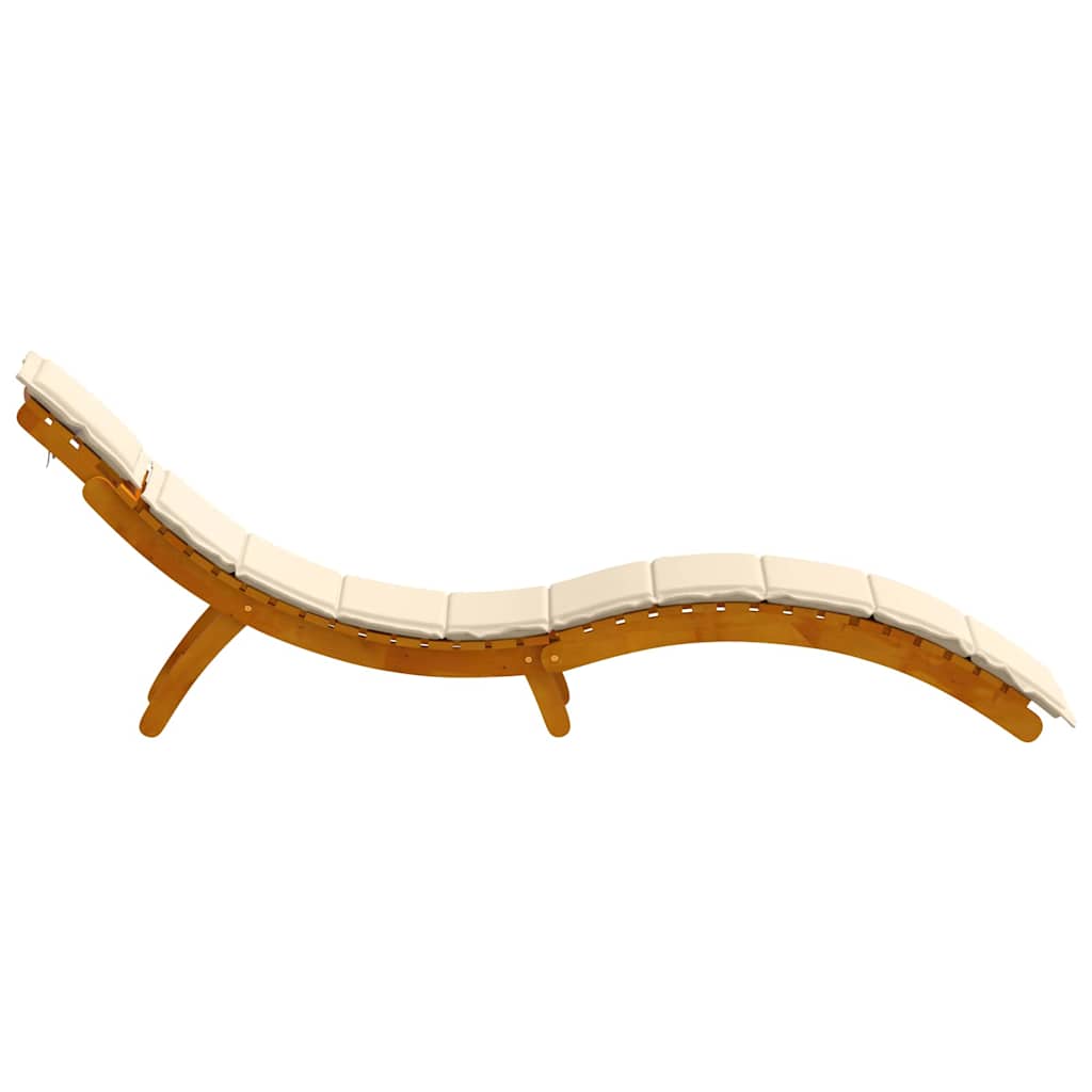 Sonnenliege mit Auflage Beige Massivholz Akazie