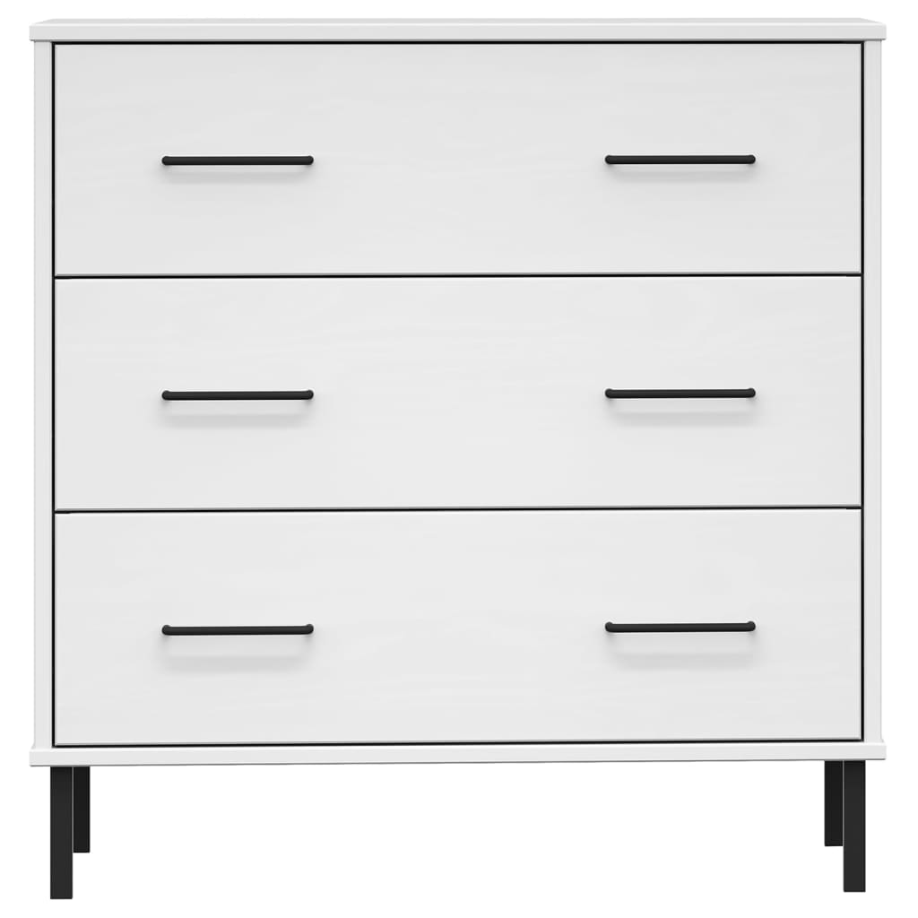 Sideboard OSLO mit 3 Schubladen Grau 77x40x79,5 cm Massivholz