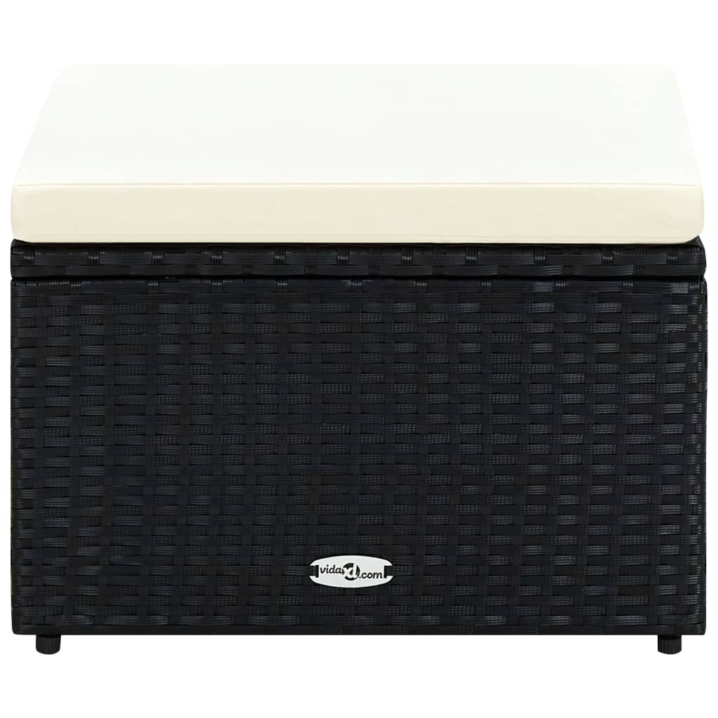 Outdoor-Fußhocker mit Kissen Grau Polyrattan