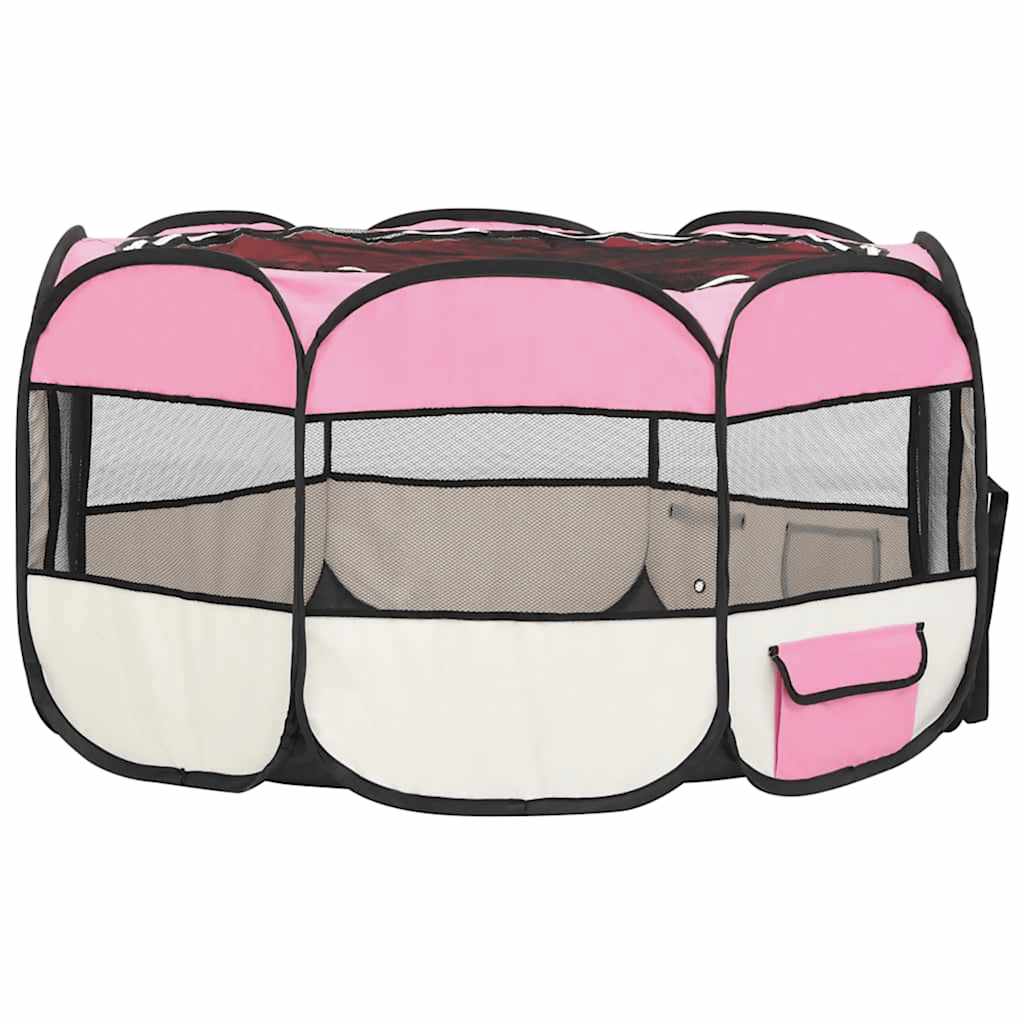 Faltbarer Welpenlaufstall mit Tragetasche Schwarz 90x90x58 cm