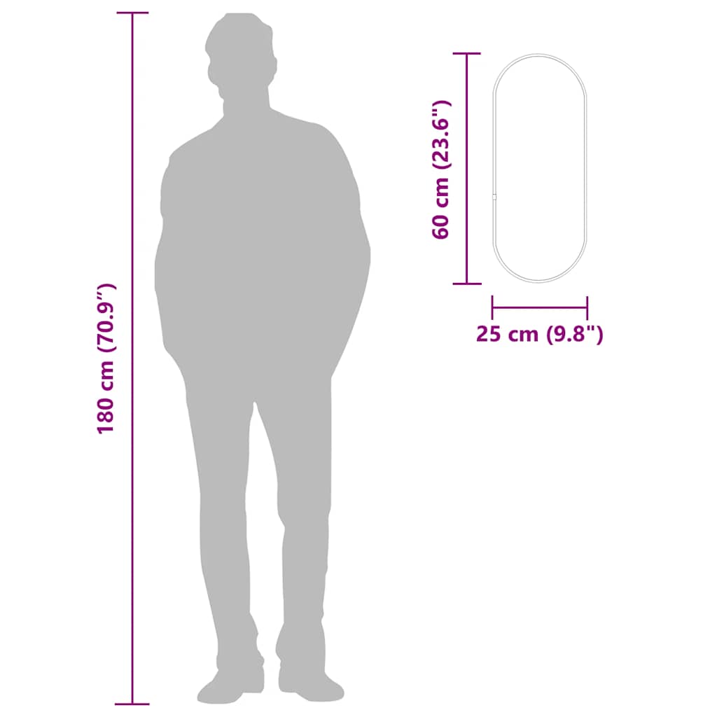 Wandspiegel Silbern 50x20 cm Oval