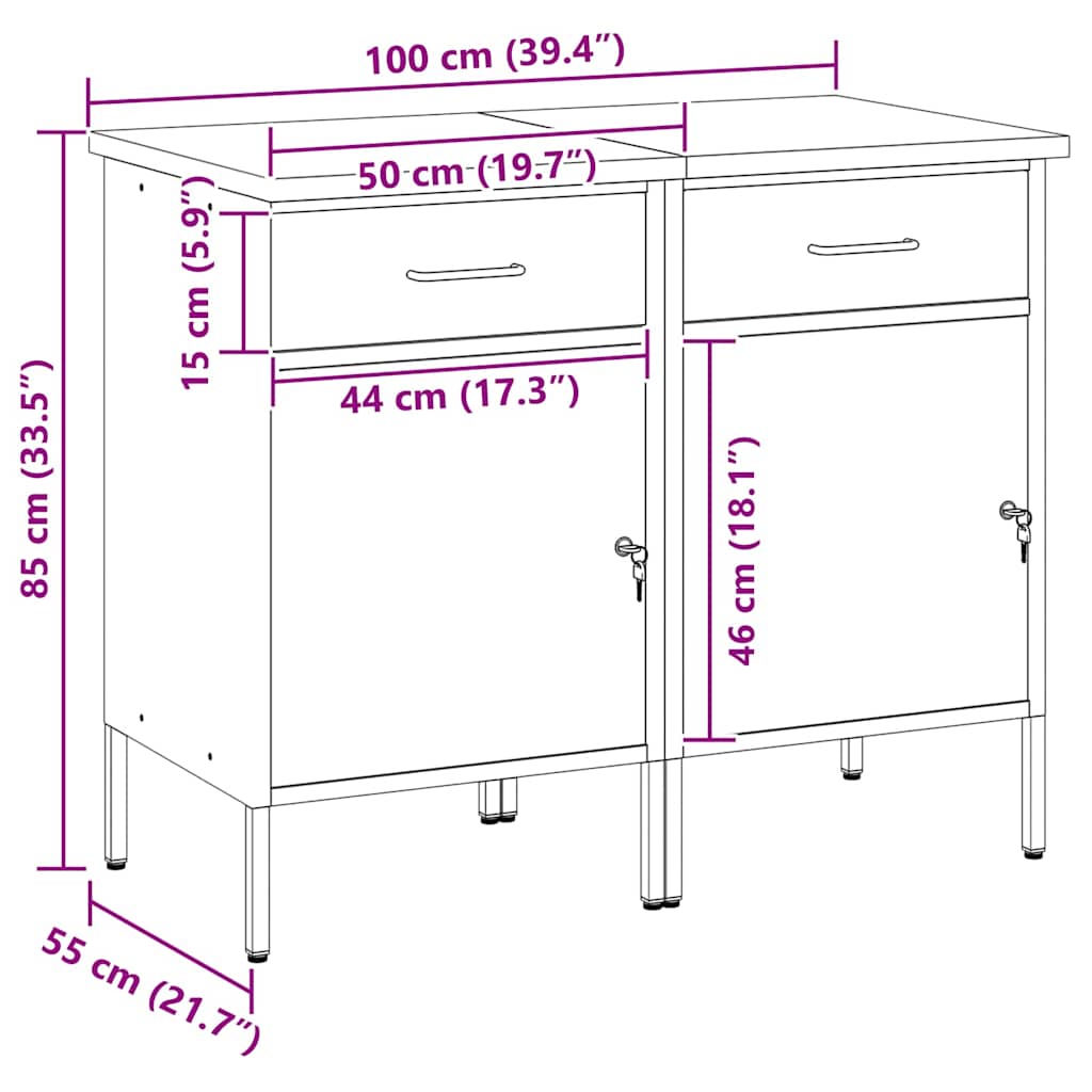 Werkbank mit Schubladen 2 pcs Rot und Grau 100 x 55 x 85 cm