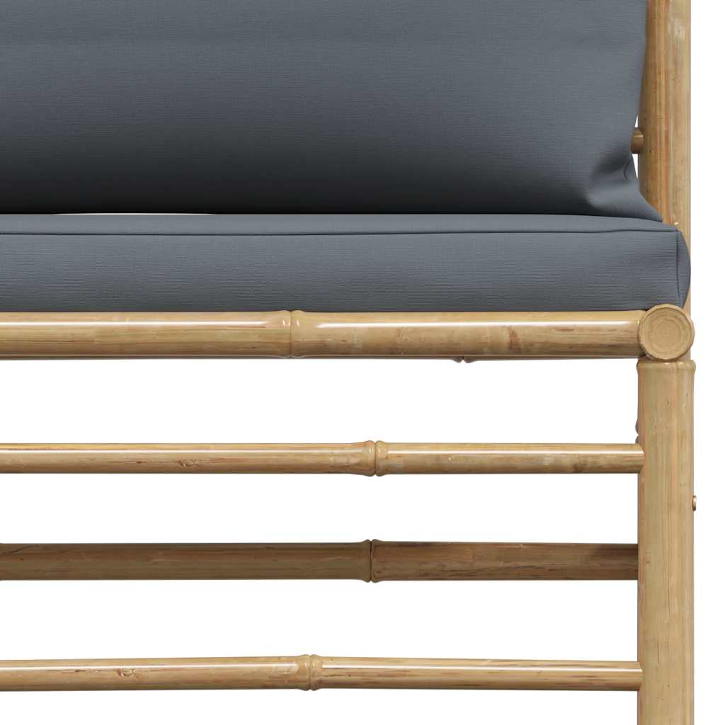 3-tlg. Garten-Lounge-Set mit Kissen Bambus
