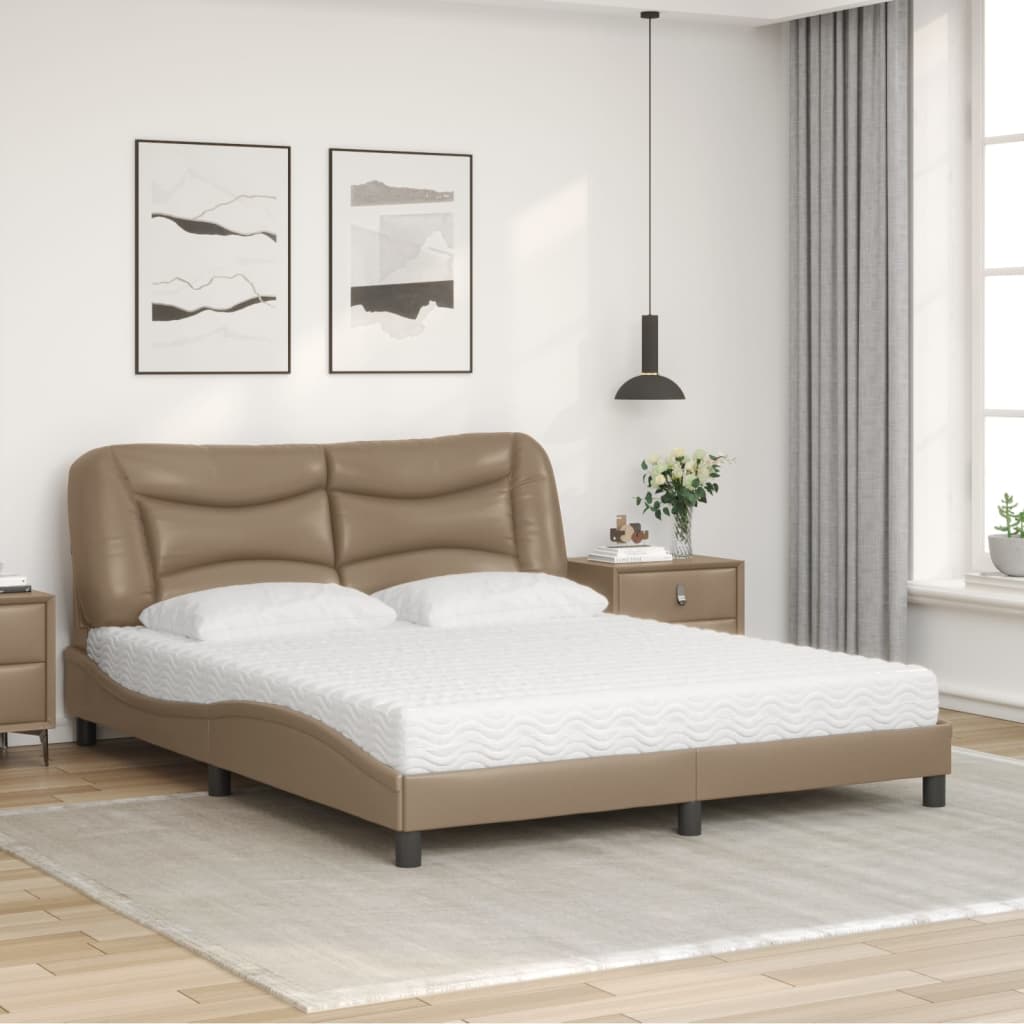 Bett mit Matratze "Hvar" Schwarz 80x200 cm Kunstleder