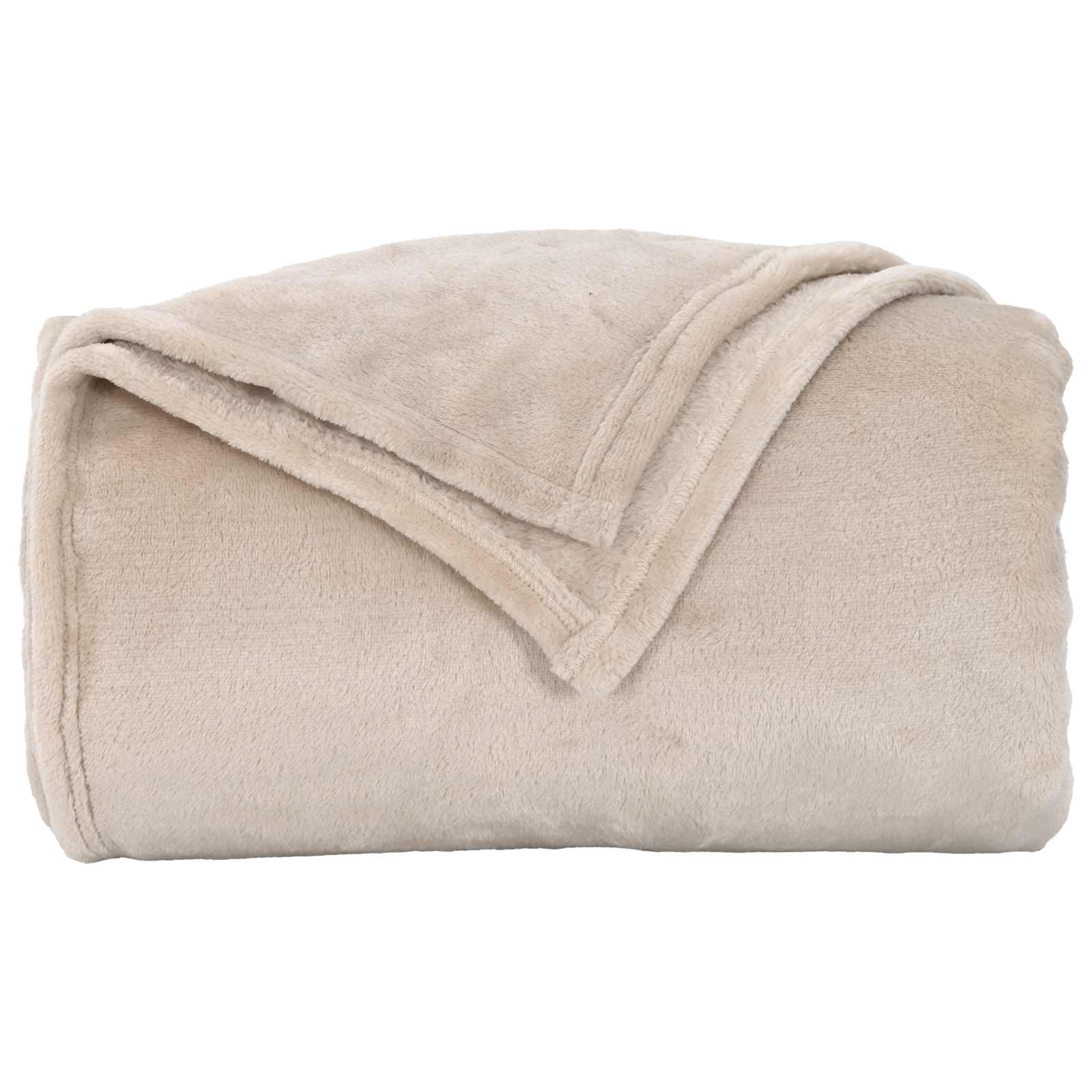 Überwurfdecke Beige 130 x 150 cm Fleece