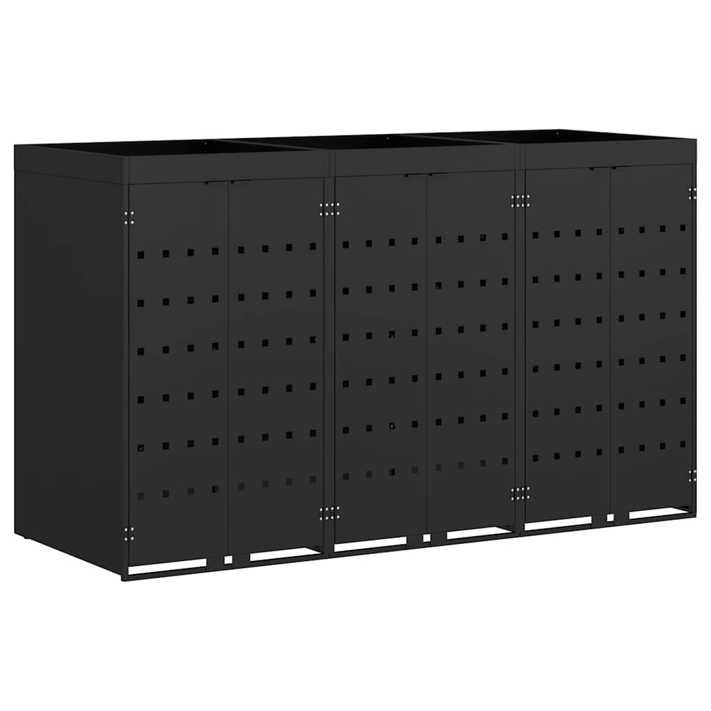 Mülltonnenbox für 2 Tonnen Schwarz 138x79x117 cm Stahl