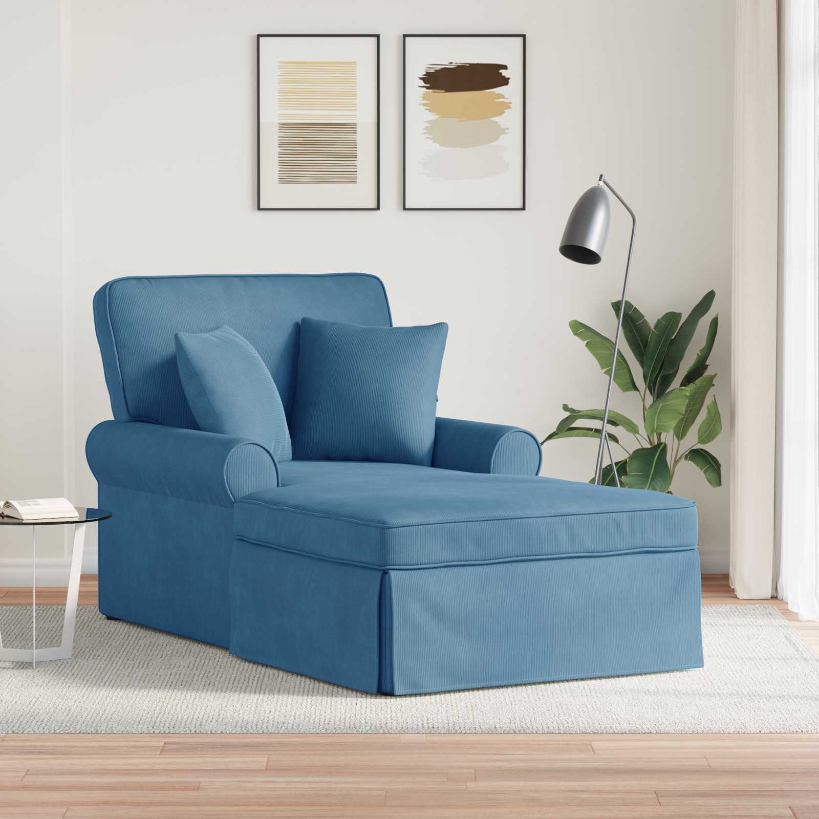 Chaise Lounge mit Rock mit Kissen 3 pcs Hellgrau Cordstoff