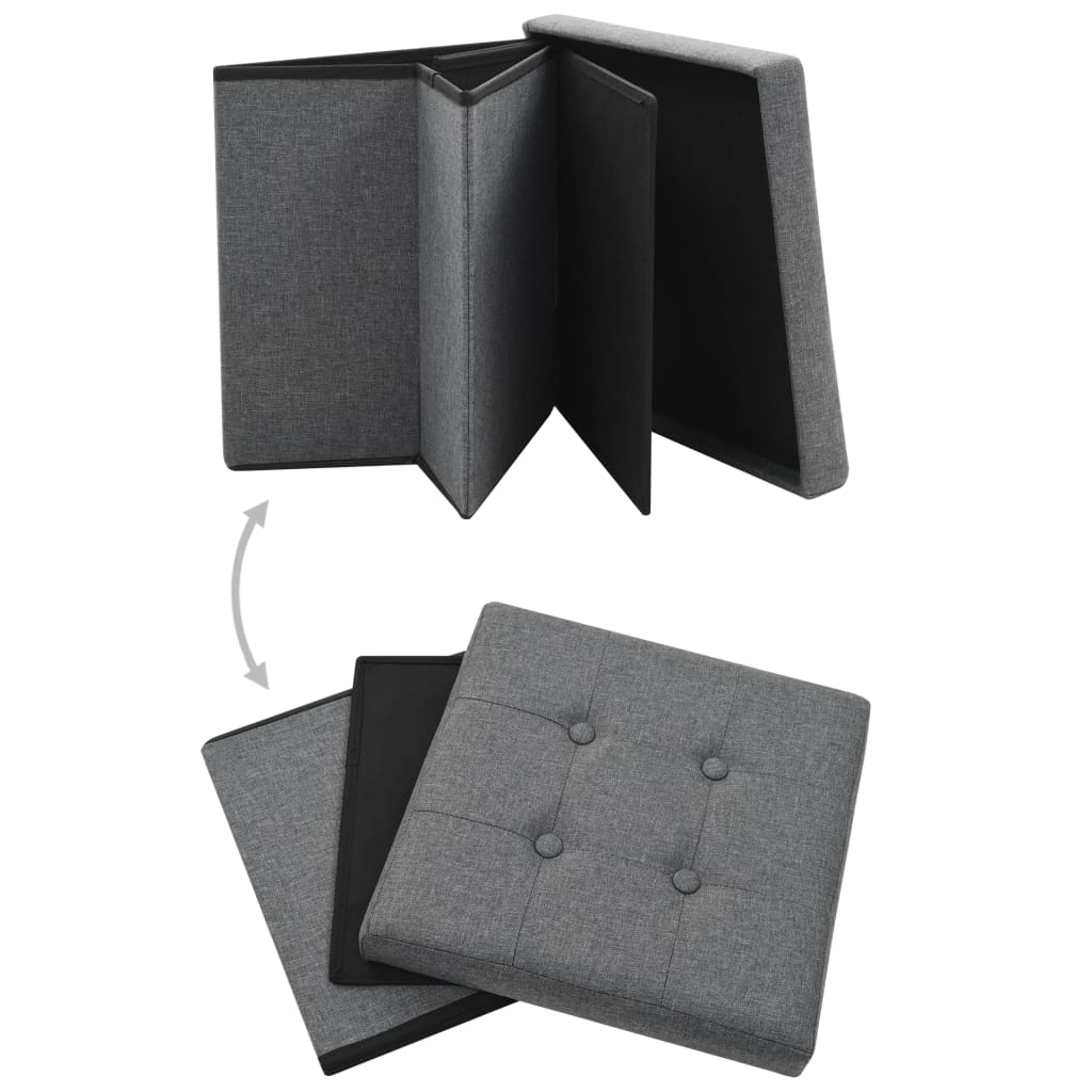 Hocker mit Stauraum Cremeweiß Leinenoptik