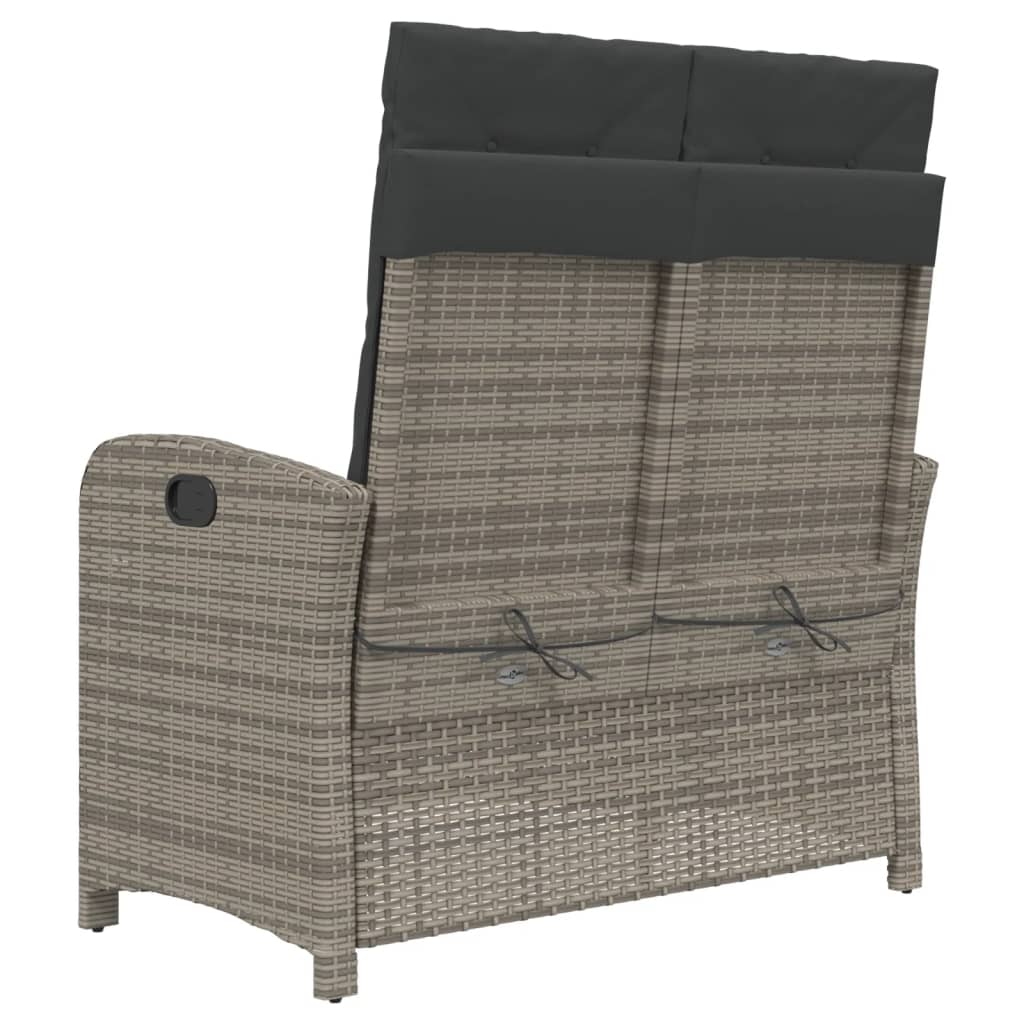 Gartenbank Verstellbar mit Kissen Schwarz Poly Rattan