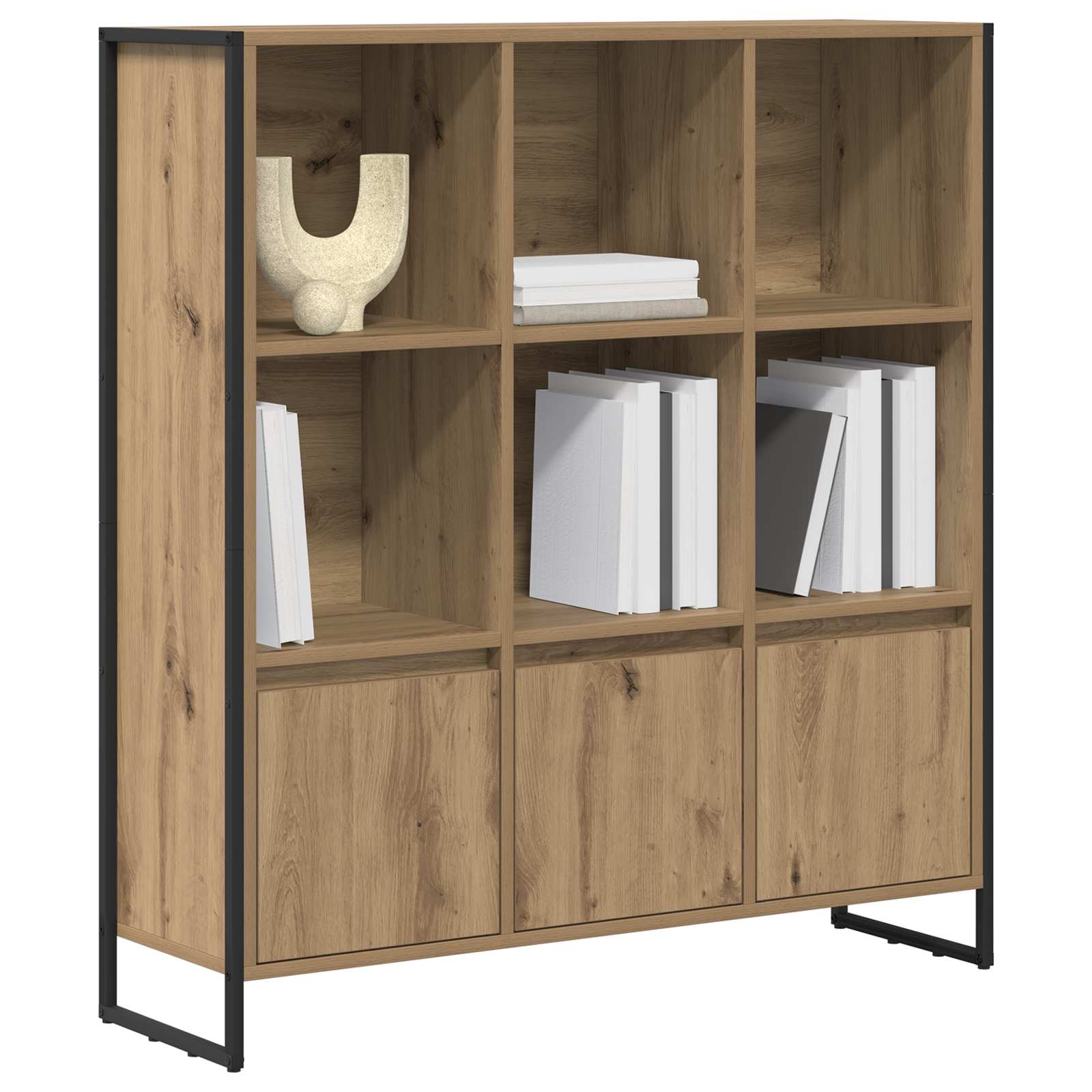 Bücherregal 2 pcs Schwarz Eichen-Optik 99,5 x 30 x 108 cm