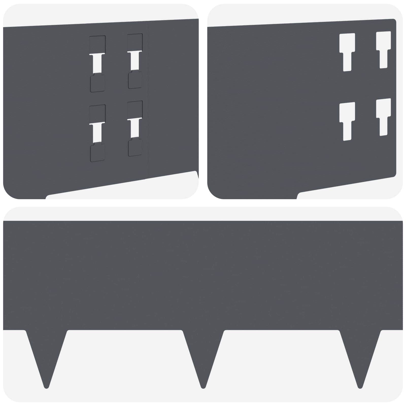 Raseneinfassung 10 pcs 100 x 12 cm Stahl Schwarz