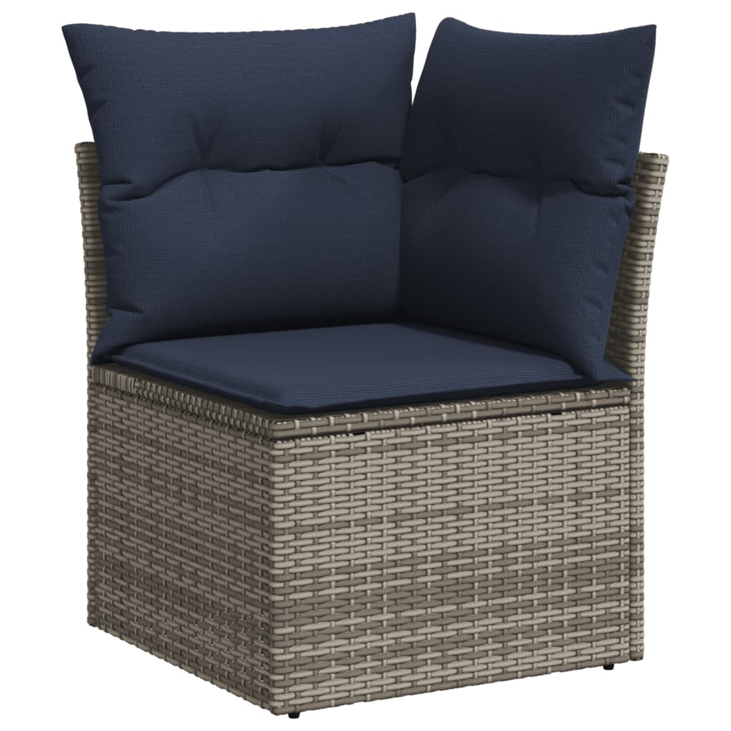 10-teiliges Gartensofa-Set mit Kissen, schwarzes Polyrattan