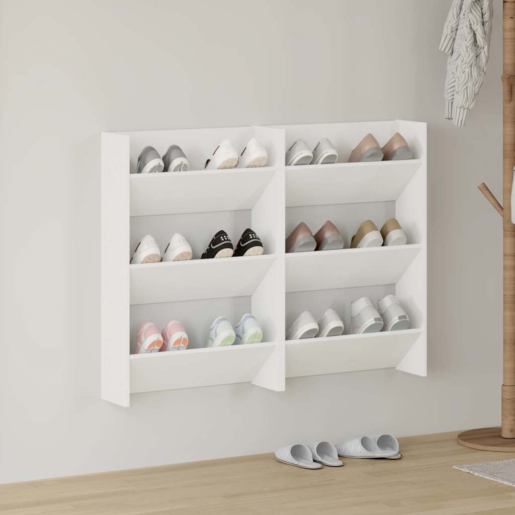 Wand-Schuhschränke 4 Stk. Weiß 60x18x60 cm Holzwerkstoff