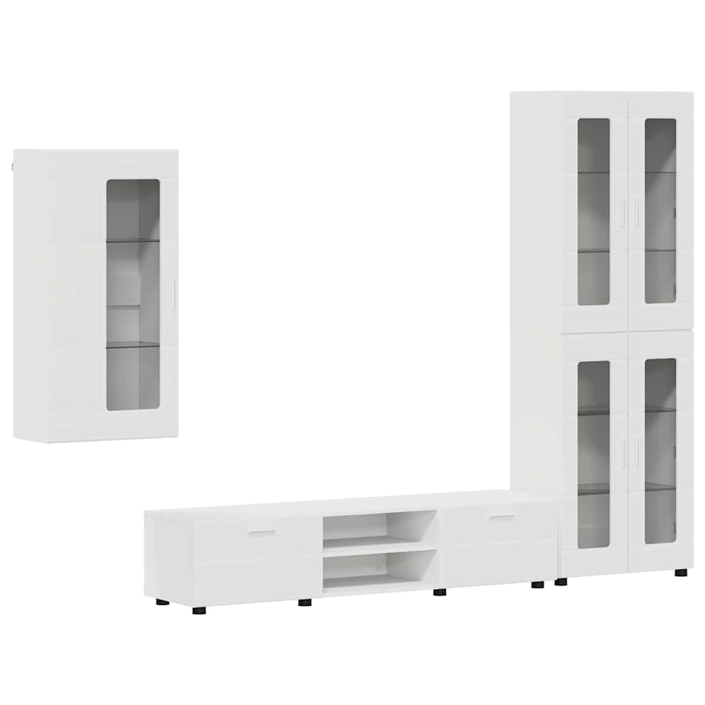 Highboard mit Regal FLORIN Weiß 60 x 35 x 182 cm Holzwerkstoff