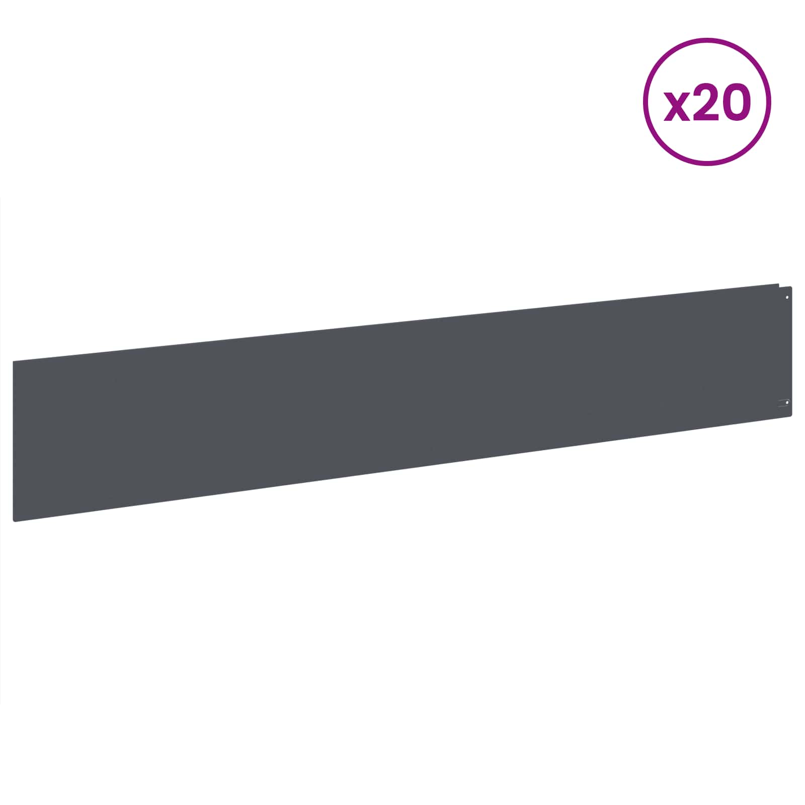 Raseneinfassung 10 pcs 100 x 12 cm Stahl Anthrazit
