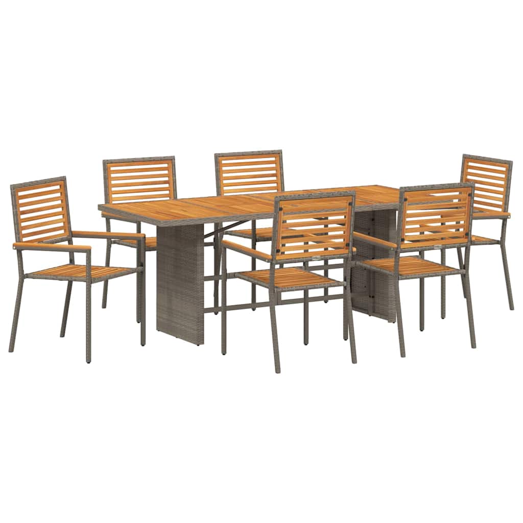 Garten Essgruppe 7 pcs Schwarz und Braun Poly-Rattan