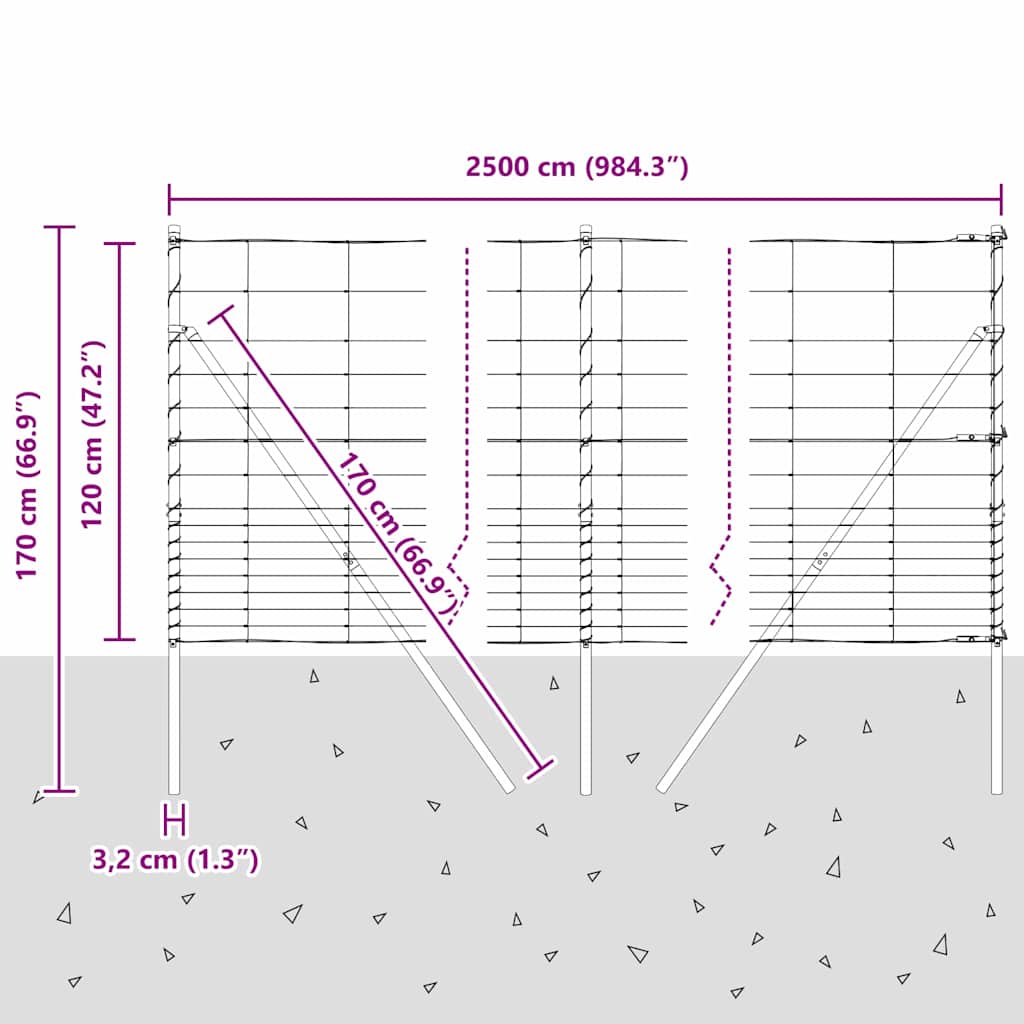 Ground Fix Geschweißter Drahtzaun 25 x 0,8 m Silber Netz