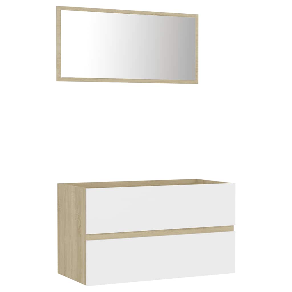 2-tlg. Badmöbel-Set Weiß Holzwerkstoff