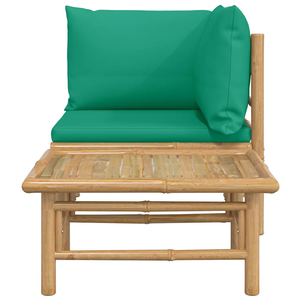 3-tlg. Garten-Lounge-Set mit Hellgrauen Kissen Bambus