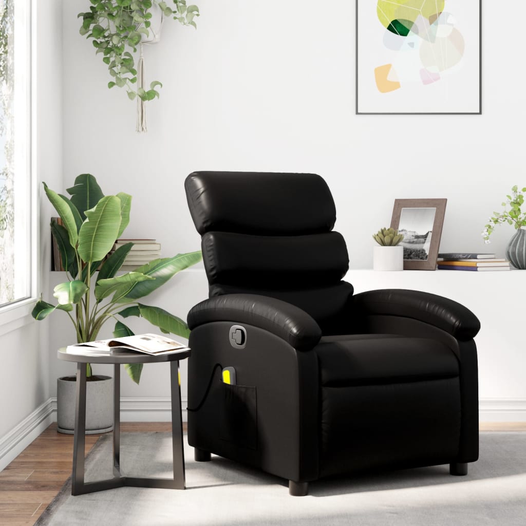 Massage-Relaxsessel, Kunstleder, Schwarz