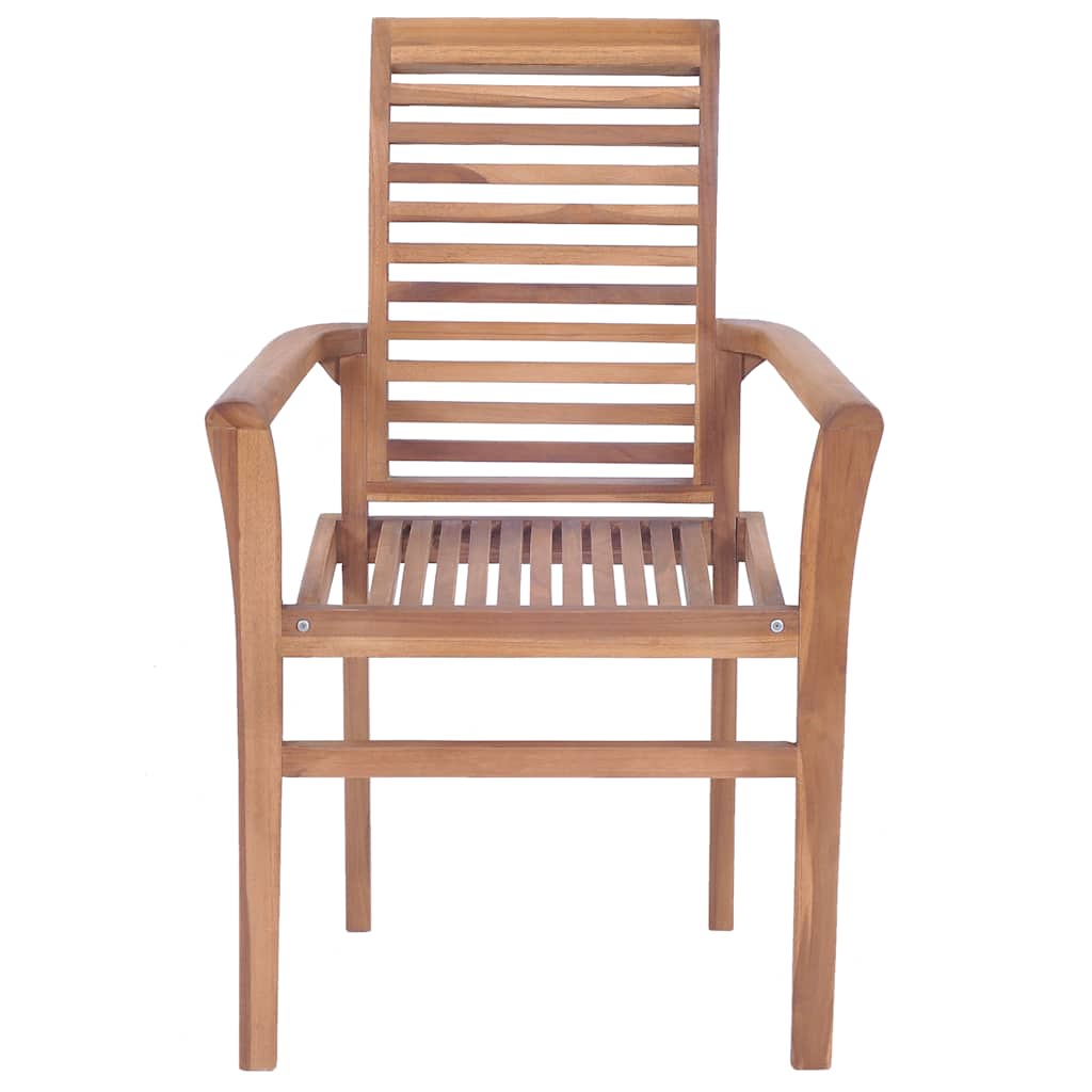Essstühle 4 Stk. mit Anthrazit Kissen Massivholz Teak