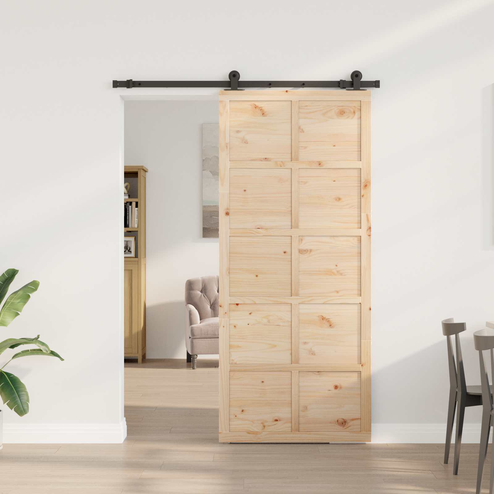 Schiebetür Natur 100 x 208 cm Massives Kiefernholz