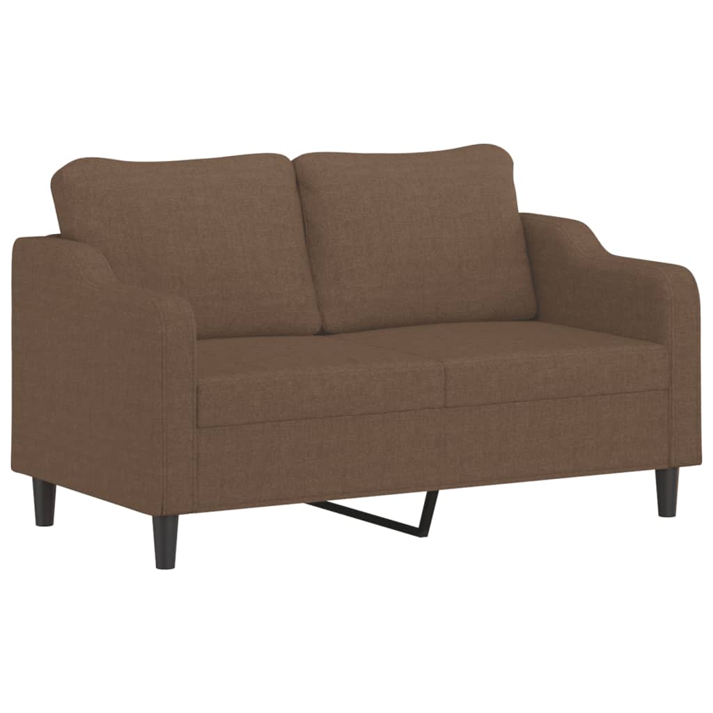 2-Sitzer-Sofa mit Zierkissen Braun 120 cm Stoff