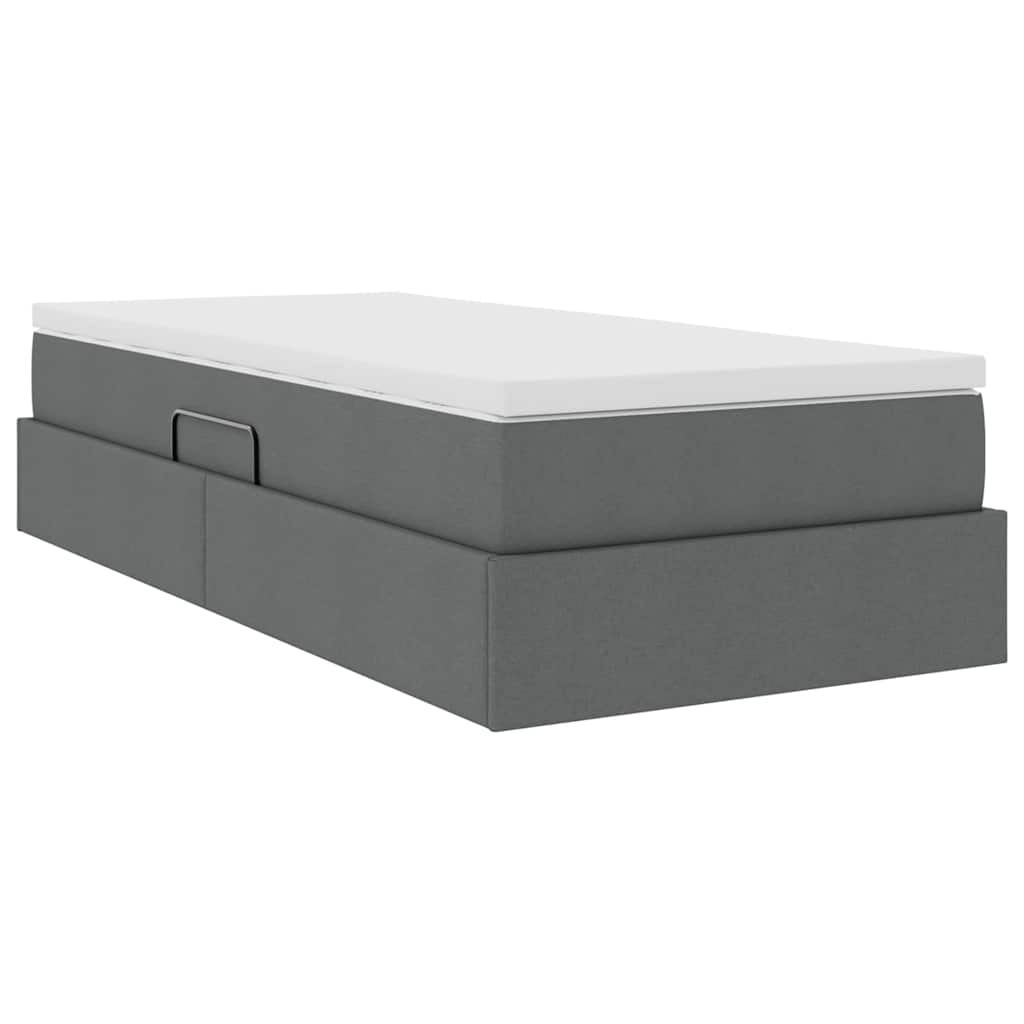 Aufbewahrungsbett mit Matratze Hellgrau 90 x 190 cm Polyester