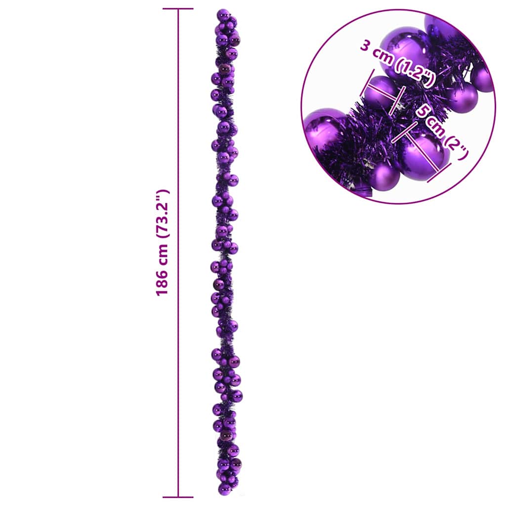 Weihnachtskugelgirlande Schwarz 186 cm Polystyrol