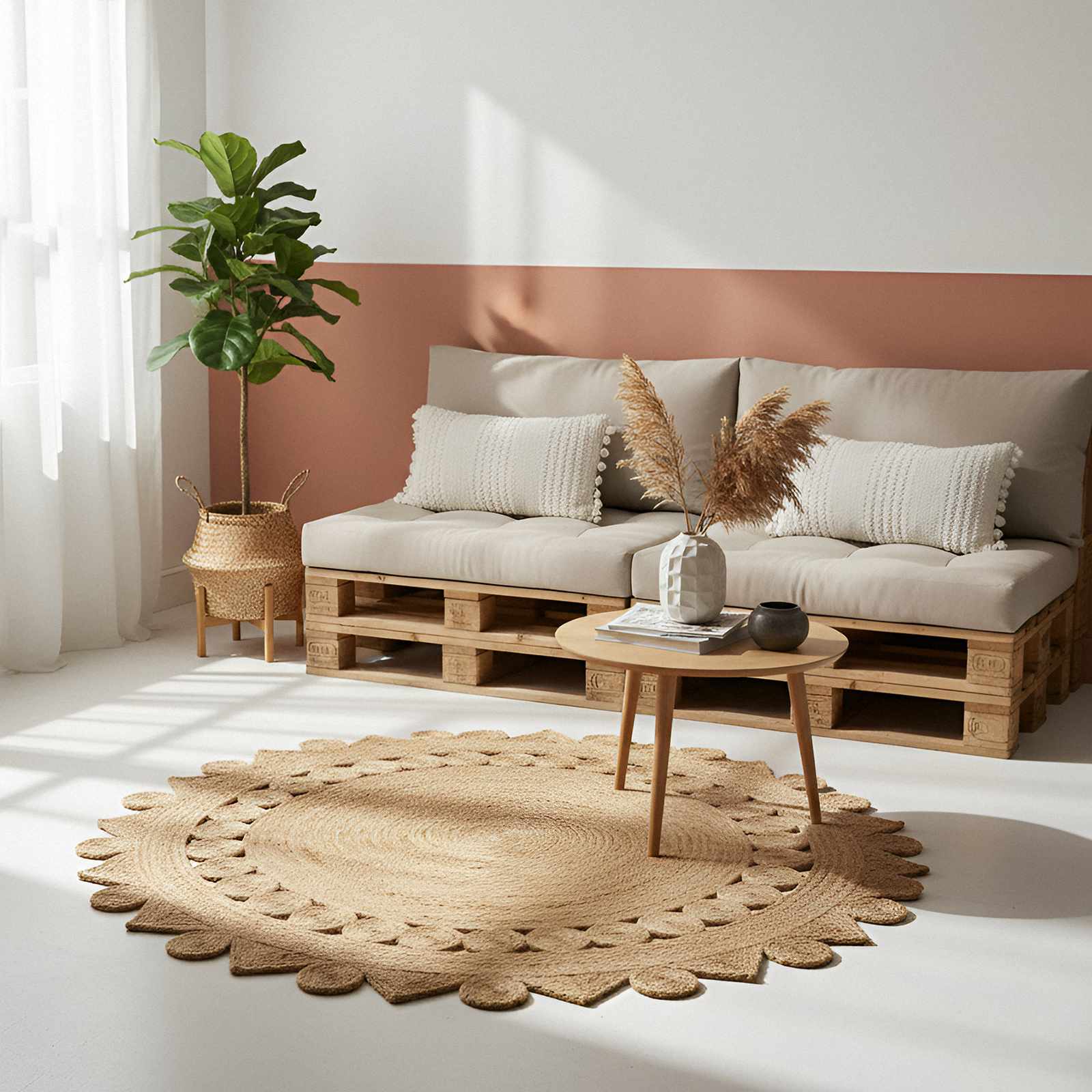 Bereichsteppiche Natur Ø 180 cm Jute