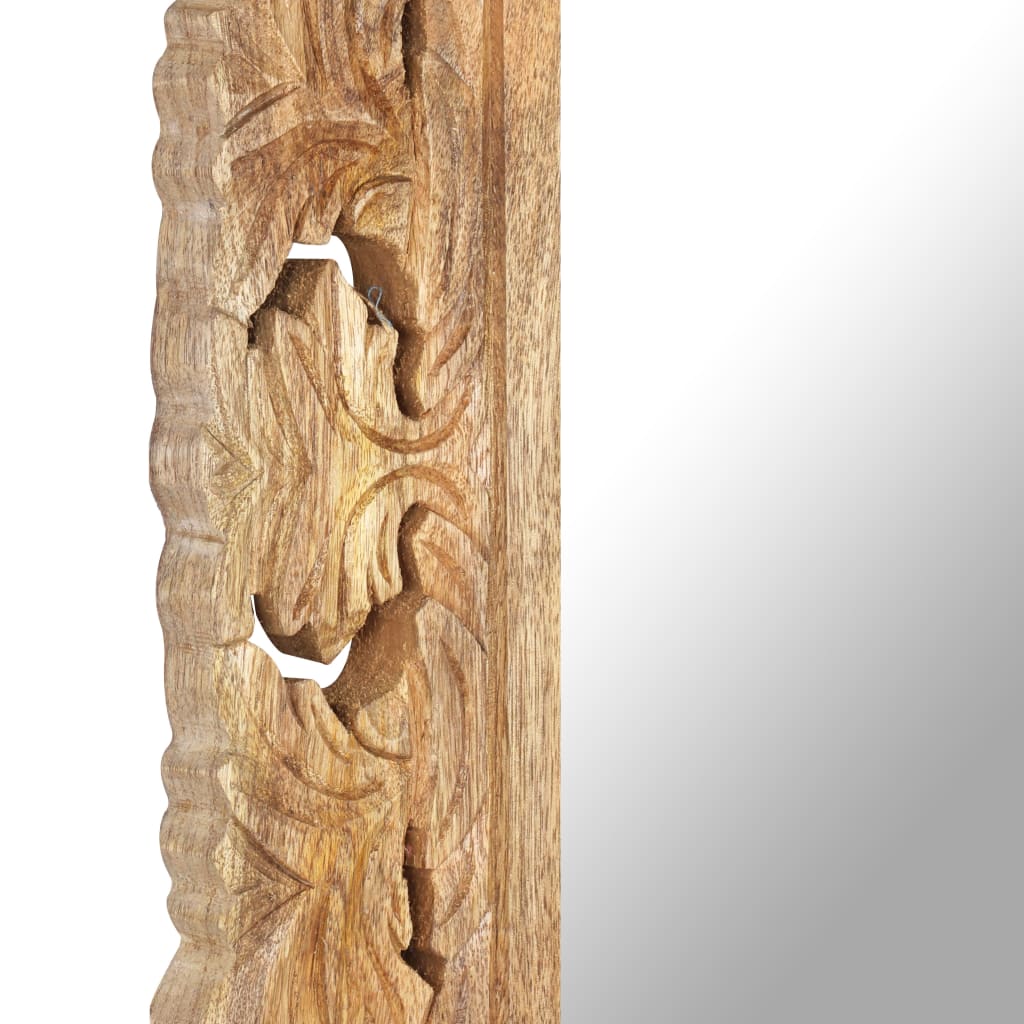 Spiegel Handgeschnitzt Braun 50x50 cm Massivholz Mango