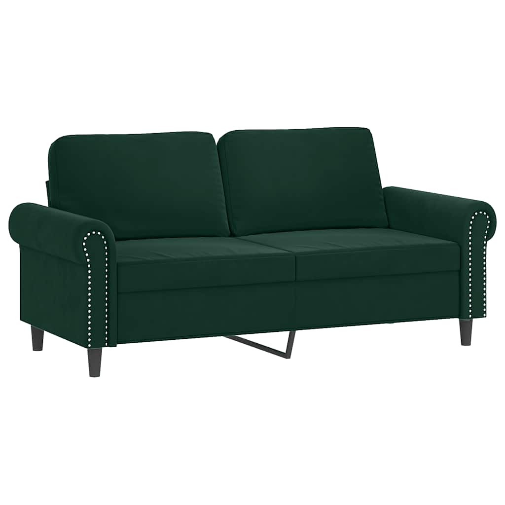 2-Sitzer-Sofa mit Zierkissen Dunkelgrün 120 cm Samt