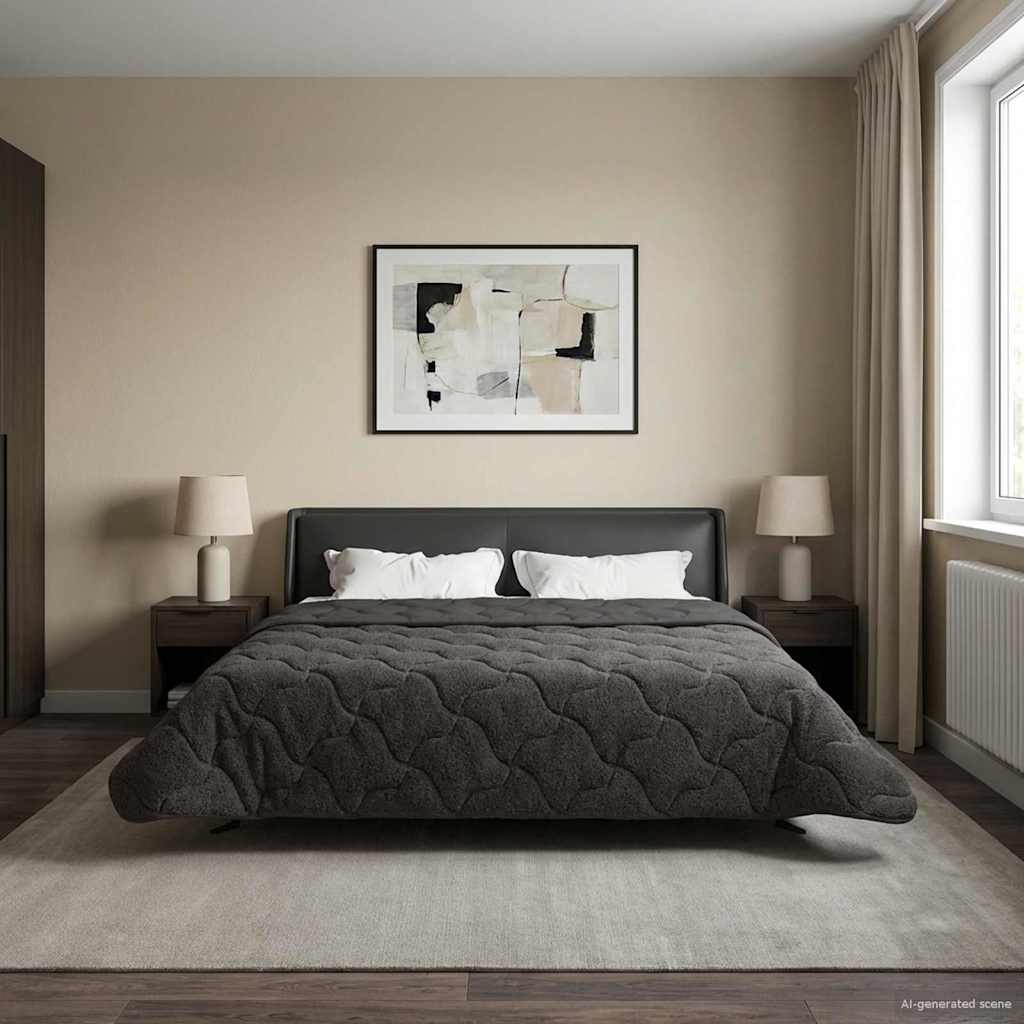 Winterbettdecke Gepolstert Anthrazit 135 x 200 cm
