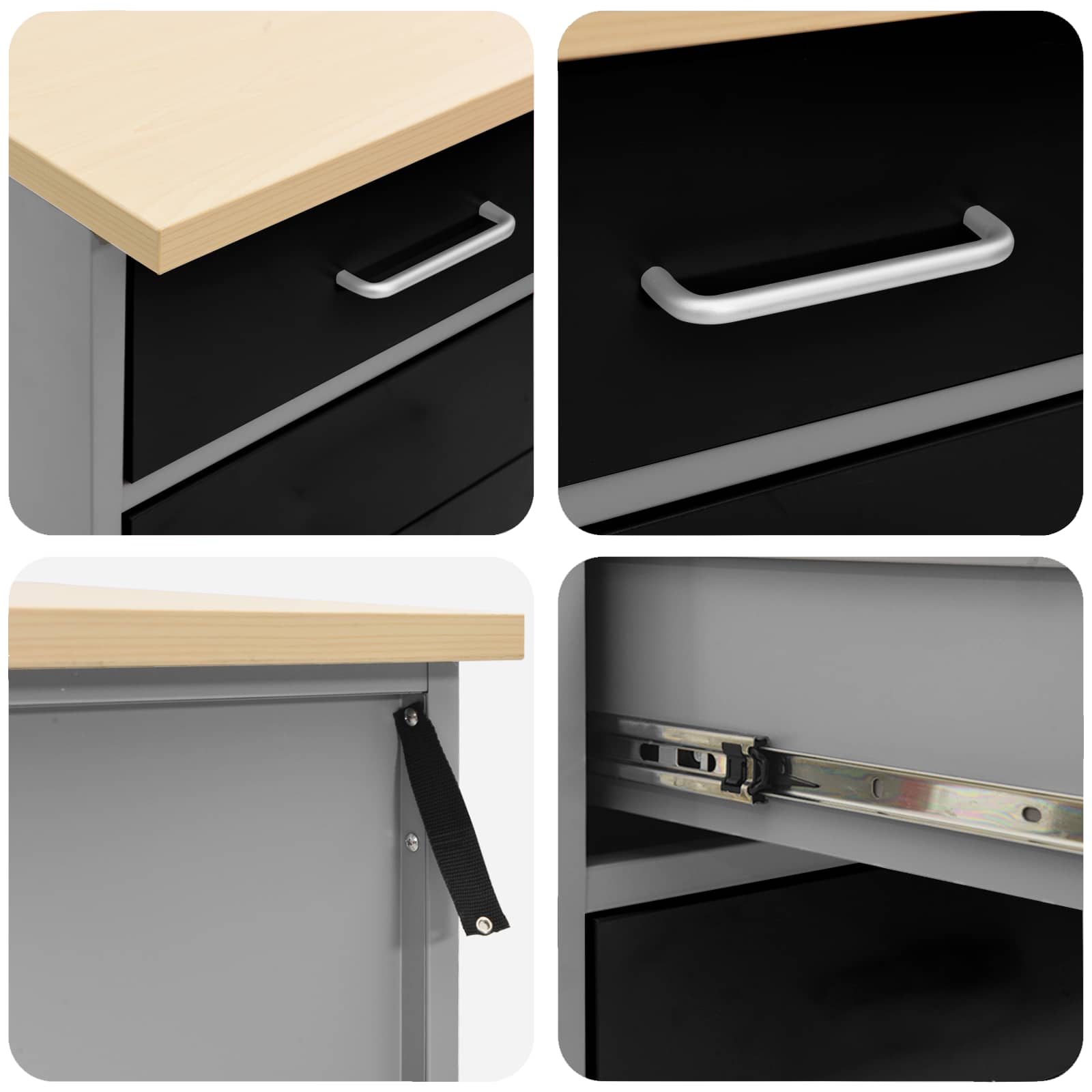 Arbeitsschrankset mit Schubladen mit Regal 8 pcs Grau