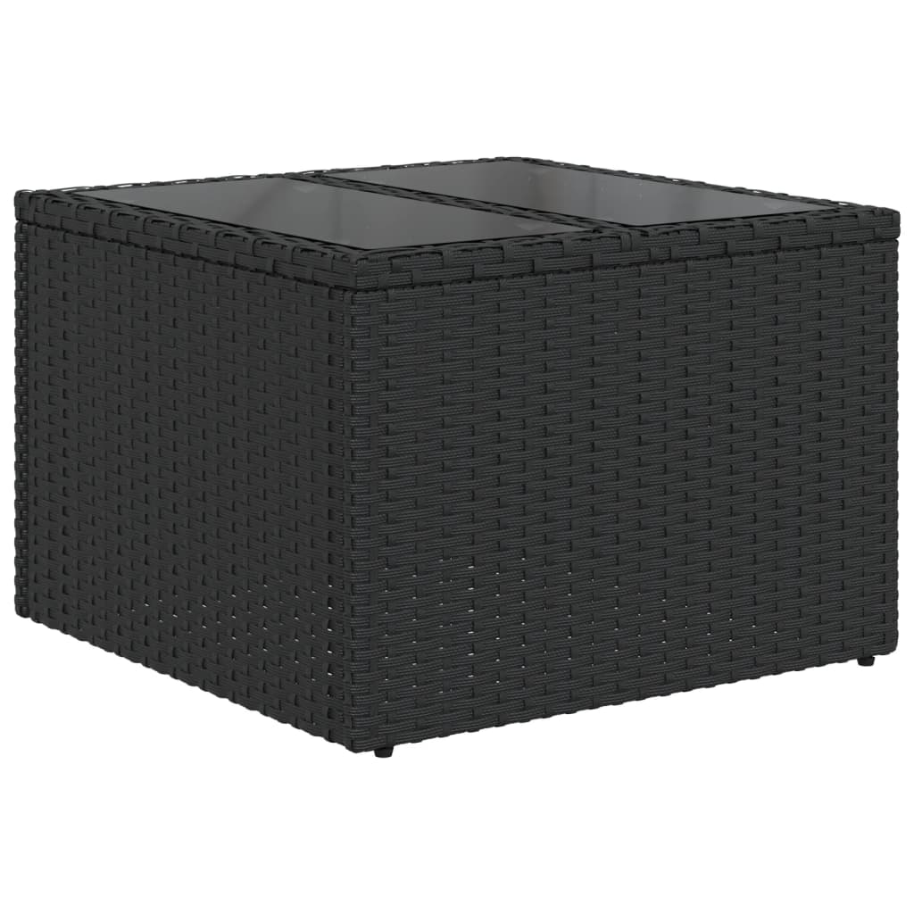 10-teiliges Gartensofa-Set mit Kissen, schwarzes Polyrattan